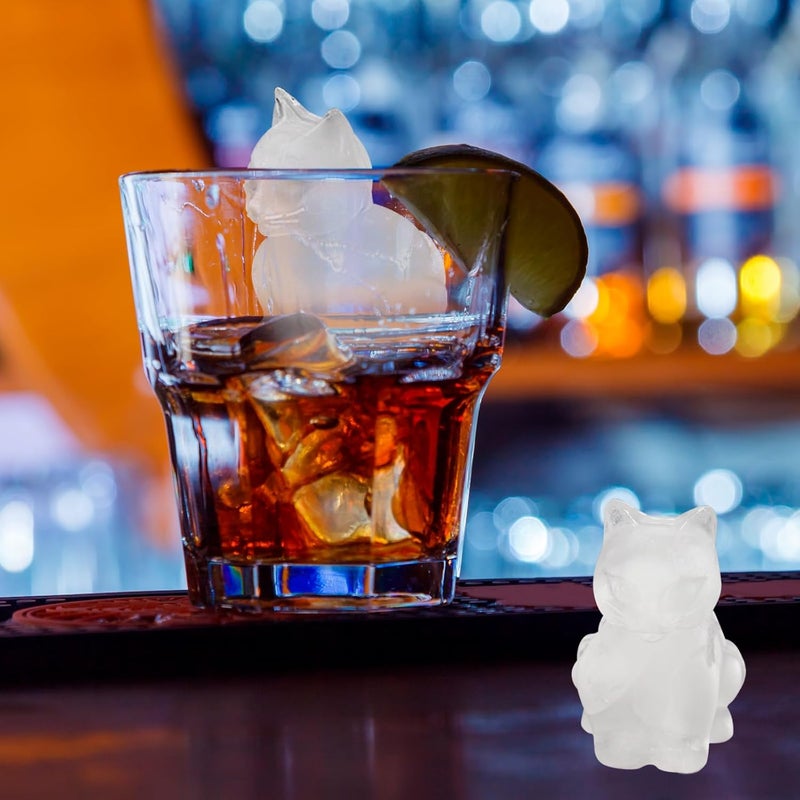 Nerien Cat Shaped Ice Cube Mold - 2pcs, 3D Funny Cat Ice Cube Trays for Whiskey Bourbon - Image 5